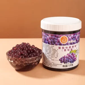 1.2kg Grape Flavor Popping Boba Pearls Fruit Juice Balls in Box Bag Bottle Bulk Packaging with Sugar Additives