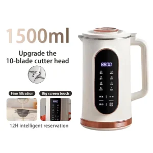 1.5L Digital Display Electric Soy Milk Juice Blender Smoothie Machine Automatic Nut Milk Thick Soup Maker Stainless Steel