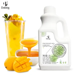 1.6LHalal Mango Flavor Concentrated Syrup Juice for Bubble Tea & Beverages
