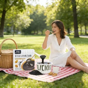 100% Natural Black Eight Treasures Instant Meal Replacement Powder with Black Sesame and Walnut Box Packaging