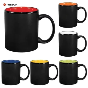 11 oz Ceramic Color Changing Heat Sensitive Magic Sublimation C Handle Coffee Mug Microwave Safe Dishwasher Safe Black Drinkware