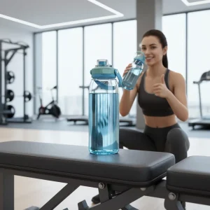 1100ml Tritan Large Capacity PC Sports Water Cup with Straw Portable Outdoor Fitness Drinkware