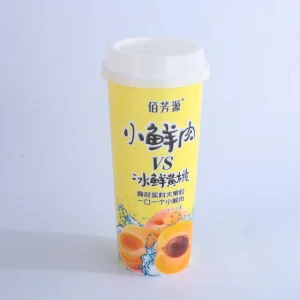 14oz IML Disposable Plastic Peach Juice Cup with Custom Design