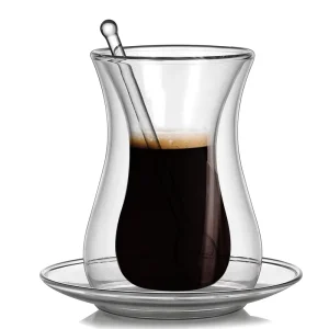 150ml Color Double Wall Special Shaped Heat Resistant Borosilicate Glass Cup for Coffee