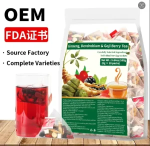 160g Energy Boosting Tea Chinese Natural Herbal Tea with Ginseng Dendrobium and Wolfberry for Kidney Health