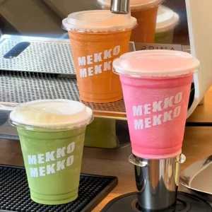 16oz Custom Logo Eco-friendly Disposable Single Wall Plastic Cups with Clear Lid for Cold Beverages (Milk Tea Coffee)