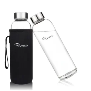 1L Transparent High Borosilicate Glass Water Bottle with Stainless Steel Lid 350ml 500ml 16oz 700ml Sizes for Camping