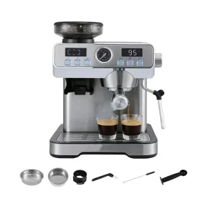 20 Bar Espresso Machine Integrated Grinder Milk Frother Stainless Steel Touch Screen Digital Temperature Display