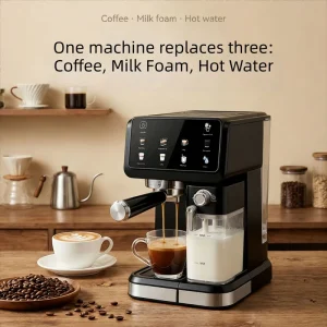 20Bar Electric Espresso Machine HD Color Touch Screen Automatic Milk Frother 1.8L Stainless Steel Coffee Maker Latte