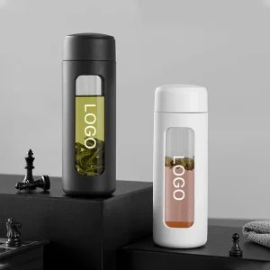 240ml 380ml 460ml Custom Leakproof Drinking Glass Bottle Drinkware Glass Water Bottle with Tea Infuser