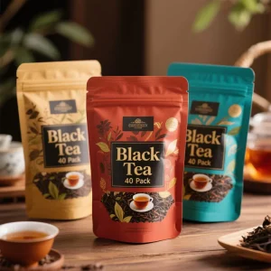 250g 340g 500g Organic Red Tea Keemun Ceylon Jasmine Black Tea Stand up Flat Bottom Pouch With Zipper