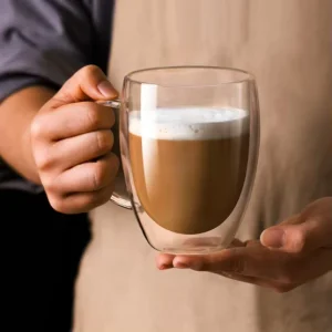 250ml 350ml 8.5oz 12oz Double Walled Borosilicate Glass Coffee Tea Latte Juice Cup Mug Tumbler With Handles