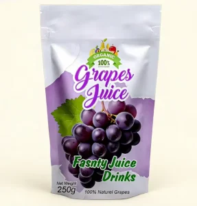 250ml Stand up Juice Pouch – Custom Gravure Printed PET/PE Bag for Grape Juice, Fruit Juice & Beverage Packaging