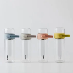 260ml Double Wall Glass Eco Friendly Water Bottle with Tea Infuser for Camping Boiling Water Applicable