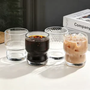 290ml Creative Waisted Glass Coffee Cup Wide Mouth Clear Water Glass Tumbler Home Use Iced Latte Milk Tea Glass Cup