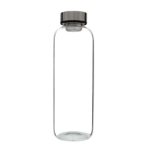 2L Single Wall Borosilicate Glass Water Bottle Reusable with Bamboo Stainless Steel Lid