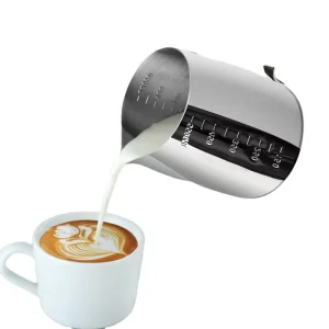 304 Stainless Steel Graduated Latte Art Milk Foam Mugs Portable Cylinder Coffee Cup With Pointed Mouth Tea Made Metal Plastic
