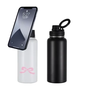 32oz 304 Stainless Steel Eco Friendly Insulated MagSafe Gym Water Bottle with Magnetic Phone Holder and Cell Phone Stand