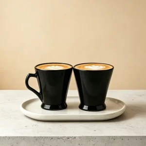 340ml Modern Glass Black Coffee Cup Mugs Manufacturer with Handle for Tea Latte Cappuccino