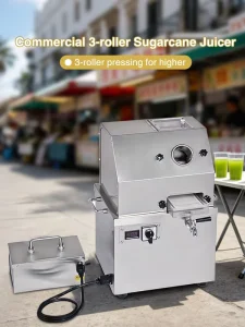 350W 3 Rollers Commercial Cold Press Automatic Sugarcane Juicer Extractor With Battery Visual Squeezing Process