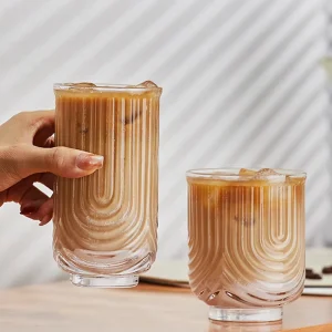 350ml 420ml Glass Tea Cup Transparent Glass Cup Milk Mocha Breakfast Coffee Mug Crystal Glass Cup