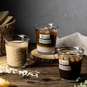 350ml Glass Cup Creative Letter Beverage Coffee Thickened Heat Insulation Handleless