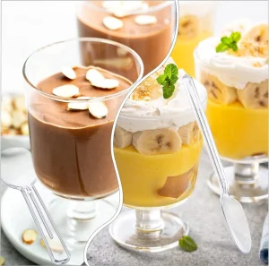 3oz Transparent PS Plastic Dessert Cup with Spoon Mini Yogurt Frozen Cake Cup
