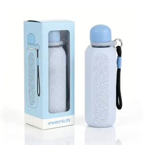 500ml Colorful Travel High Borosilicate Glass Sports Water Bottle Reusable Gym Outdoor with Sleeve