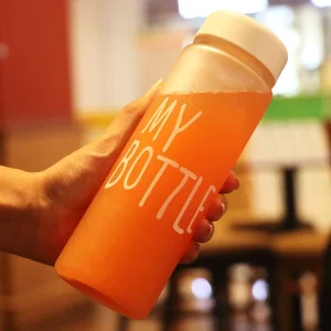 500ml Custom Logo Eco Friendly Reusable PE Plastic Wide Mouth Filter Water Bottle with Lid for Travel Gym Use