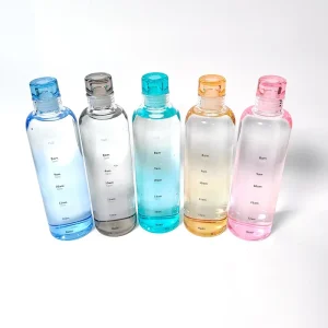 500ml Gym Fitness Drink Bottle Gradient Colored Dishwasher Safe Glass Tumbler with Time Marker for Hot or Cold Drinks