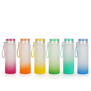500ml Sublimation Blank Frosted Gradient Color Matte Glass Water Bottle with Custom Logo Business Gift