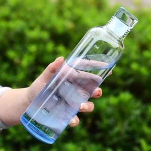 500ml Summer Gradient Blue High Borosilicate Glass Water Bottle Screw On Cap Leak Proof Dishwasher Microwave Safe Travel Tumbler