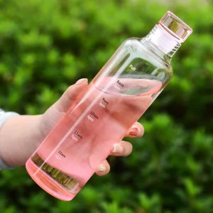 500ml Summer Gradient Pink High Borosilicate Glass Water Bottle Screw On Cap Leak Proof Dishwasher Microwave Safe Travel Tumbler