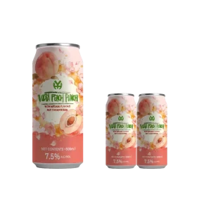 500ml Vodka Peach Punch 7.5% ABV Ready to Drink Carbonated Cocktail with Natural Flavors in Bottle for Party Gatherings