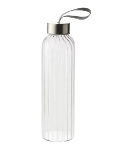 550ml High Borosilicate Transparent Glass Water Bottle Outdoor Vertical Stripe Design for Water and Juice