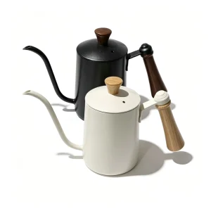 600 350ML Coffee Pour Over Kettle Gooseneck Spout Stainless Steel with Wooden Handle Portable Design with Lid
