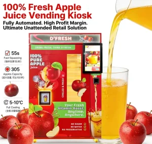 6000MAX Automatic Fresh Apple Juice Vending Machine High 212 cm 450kg Heavy Duty 55s Fast Serving Commercial Juicer Kiosk Unit