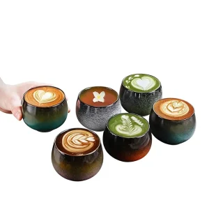 6oz Japanese Ceramic Espresso Cup Creative Gradient Color Large Capacity Modern Minimalist Design Printable Logo Water Tea Cup