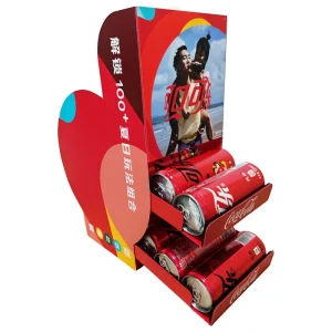 A4 Acrylic Display Stand Cola Cans Acrylic Rack Display Red Automatic Slide Down Beverage Shelf Counter Top for Retail Shop