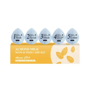 Almond Milk 5 Step Mani Pedicure Kit Exfoliating Foot Spa Set with Soak Scrub Mask Lotion OEM Customization Available