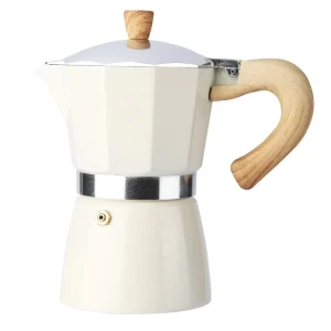 Aluminum Moka Pot Stovetop Espresso Coffee Maker with Wooden Handle for Home Kitchen and Camping Use