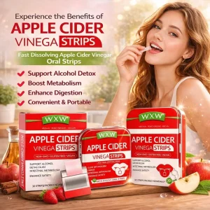 Apple Cider Vinegar Fast Dissolving Oral Strips Alcohol Detox Metabolism Boost Digestion Support Gluten Free Dietary Supplement
