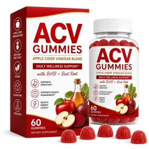 Apple Cider Vinegar Gummies 500mg ACV Powder with BHB Salts Beet Root Pomegranate Vitamin B12 60 Gummies Sugar Free