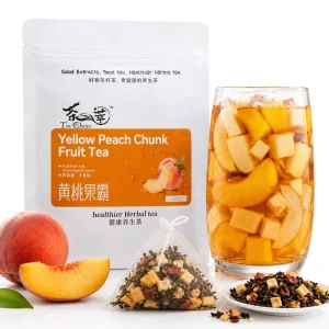 Aurorabloom Giant Yellow Peach & Apple Chunk Fruit Tea 1000ml Cold Brew Blended Herbal Health Caffeine Free Organic Bagged