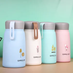 BPA Free Portable Cute Glass Tumbler 400ML Double Layer Thermos Microwave Safe Eco friendly Children’s Heat Resistant