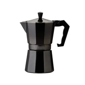 Black Octagonal Aluminum Moka Pot Stovetop Espresso Maker Italian Style Coffee Brewer for Home Kitchen Use