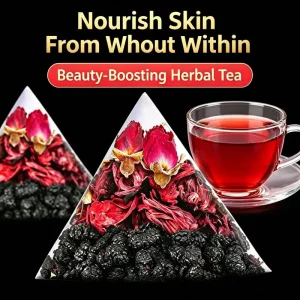 Blood Building Hibiscus Rose Mulberry Tea for Energy Natural Iron Boost Pyramid Tea Bags for Women