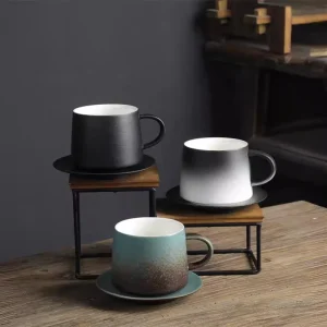 Brand New High Quality Ceramic Coffee Mug Set With Saucer for Office Afternoon Tea
