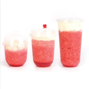 Bubble Tea Cup Fruit Juice Cups Milk Tea Plastic Custom Logo U Shape Disposable Cup 500ml 16oz