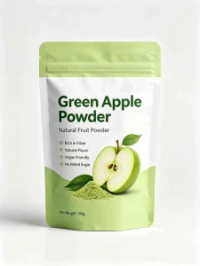 Bulk Customized High Concentration Water Soluble Green Apple Fruit Powder 100g Pouch 10:1 Green Apple Juice Powder